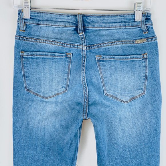 Kancan Lt Wash Fringed Hem Crop Jeans 7 27 - Picture 6 of 10
